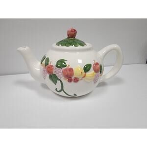 VTG Raised Fruit Ceramic Teapot CBK LTD China
